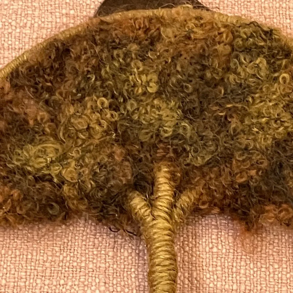 Vintage mohair fiber arts Handcrafted Tree hanging Wall Art with leather strap - Picture 2 of 9